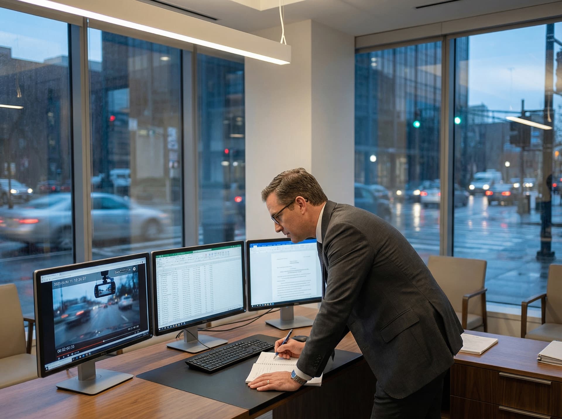 Florida distracted driving accident attorney analyzing dashcam footage and traffic data